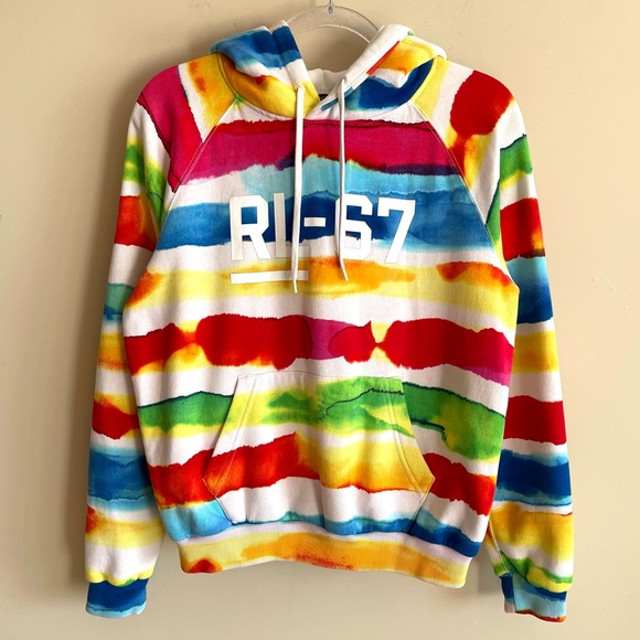 Polo Ralph Lauren Tops - POLO RALPH LAUREN RL-67 Graphic Fleece Hoodie Watercolor Stripe